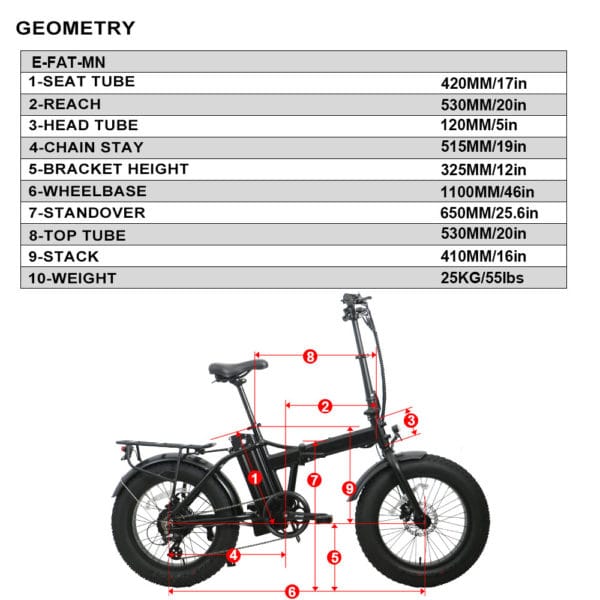 20" Fat Tire Model E-FAT-MN E-Bike - Image 43