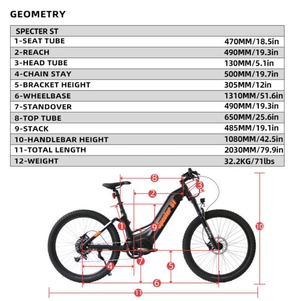 27.5 Fat Tire Model Specter ST 1000W STEP THRU E-Bike - Image 15